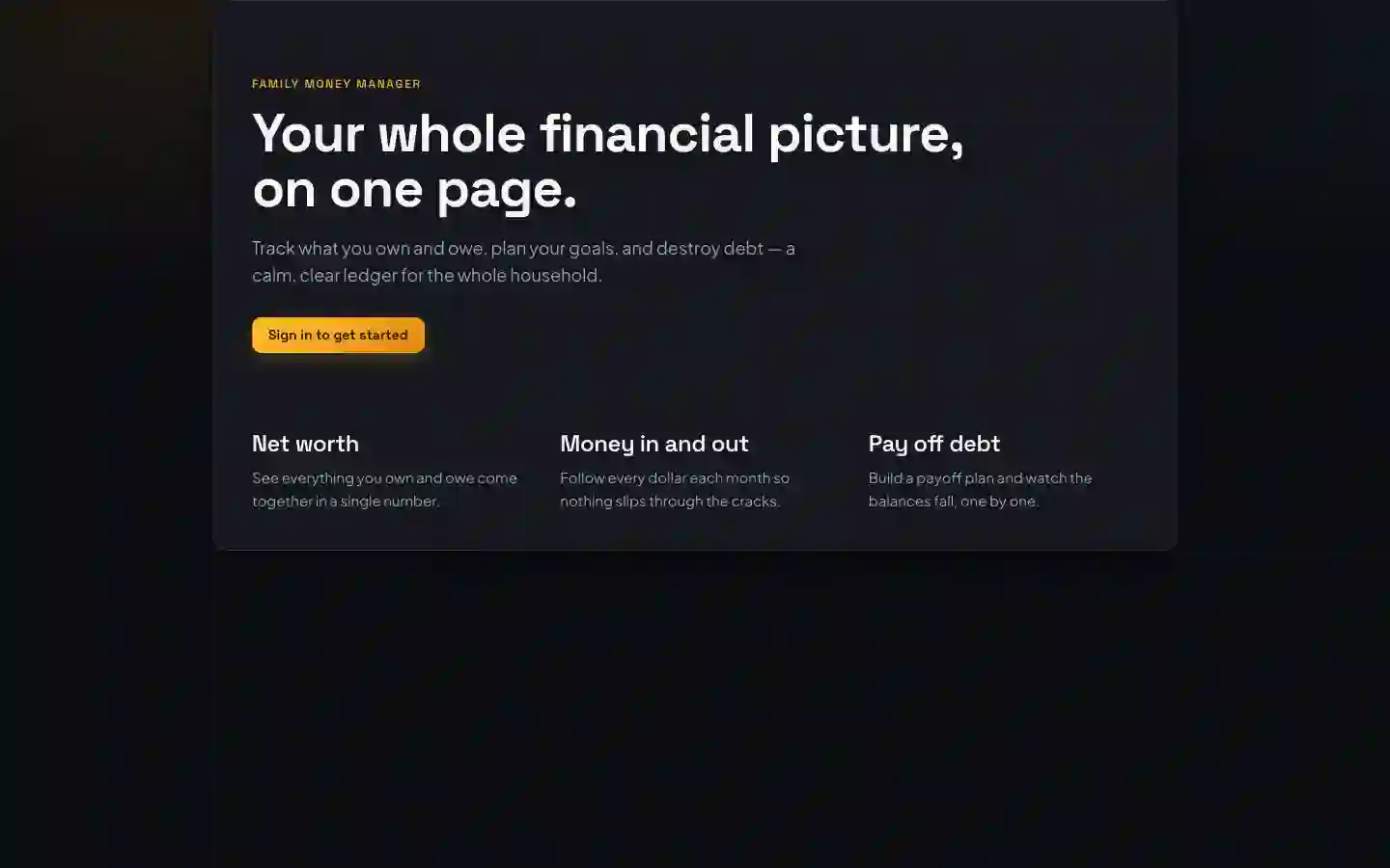 Family Money Manager, a household finance app